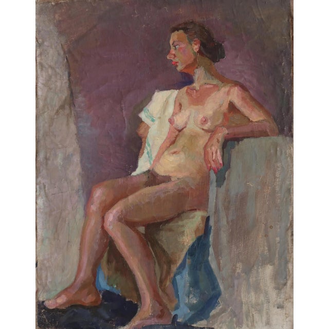 Vintage Erotic Nude Oil Painting, Ukrainian Artist Sokolovsky, 1960s 78-60 For Sale