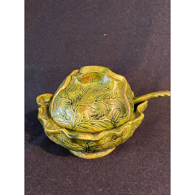 Ceramic Ceramic Cabbage Covered Serving Dish Vintage Holland With Ladle For Sale - Image 7 of 7