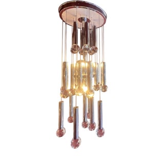 Chrome and Glass Chandelier by Gaetano Sciolari, 1960s For Sale