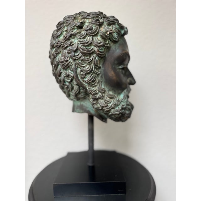 Grand Tour Style Verdigris Patinated Head of Zeus For Sale - Image 4 of 5