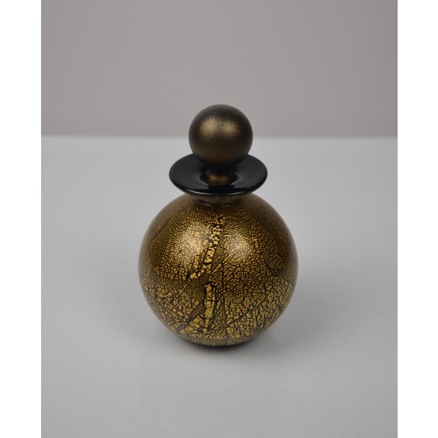 1970s Glass Perfume Bottle with Black and Gold Leaf, 1970s For Sale - Image 5 of 12