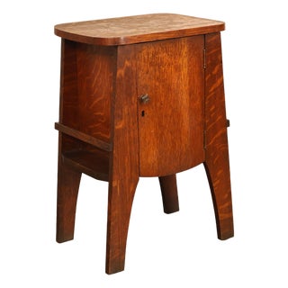 Antique Mission Oak Smoke Stand Bedside Cabinet For Sale