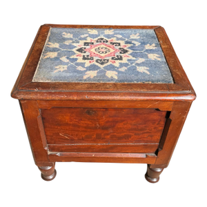 Antique Empire Mahogany Lift Top Commode Footstool