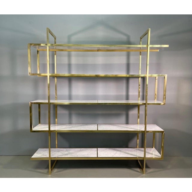 Mid-Century Brass Marble Bookcase, 1960s For Sale - Image 6 of 15