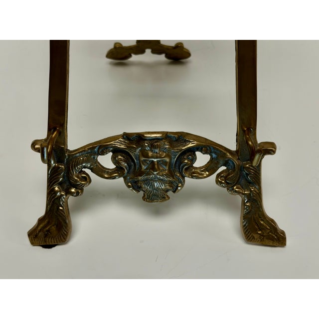 Vintage Brass Easel Ornate Tripod Art Stand With Winged Minerva & Poseidon For Sale In Raleigh - Image 6 of 7