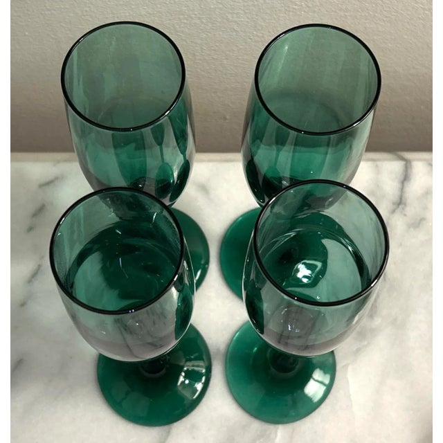1980s Libbey Juniper Green Champagne Flutes - New in Box, S/12 For Sale - Image 5 of 11