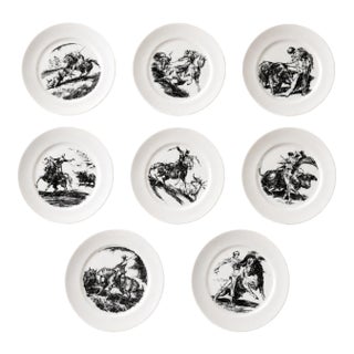Vintage Spanish Bidasoa Bullfighting Porcelain Plates by Antonio Casero Set of 8 For Sale