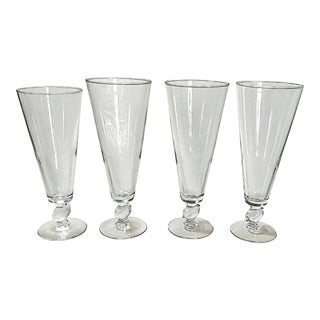 Vintage Football Stem Pilsners- Set of 4 For Sale