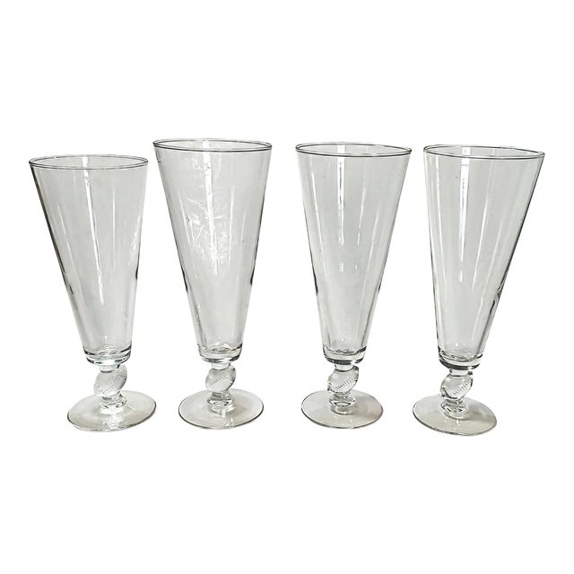 Vintage Football Stem Pilsners- Set of 4 For Sale