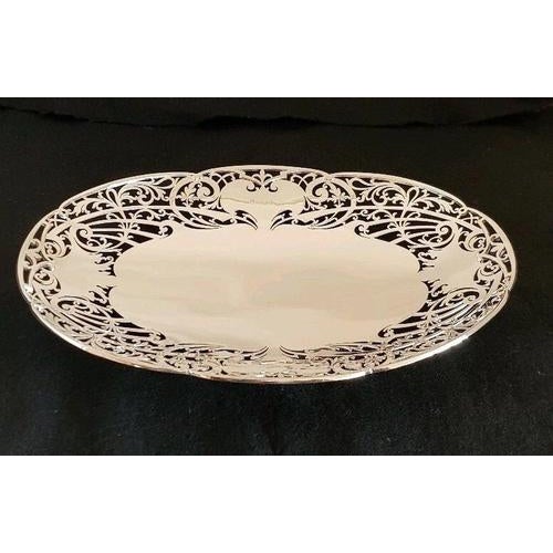 Gold Sterling Silver Pierced Cake Stand from Cooper Brothers, 1942 For Sale - Image 8 of 14