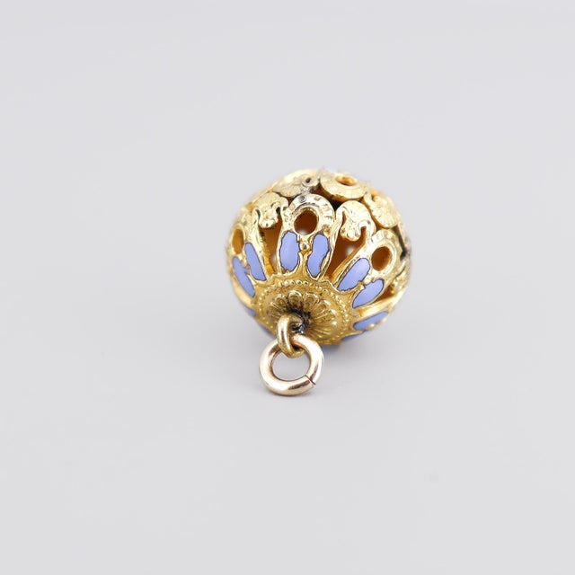 Antique Victorian / Aesthetic Enamel & Gold Plated Bracelet Charm or Fob For Sale - Image 10 of 11