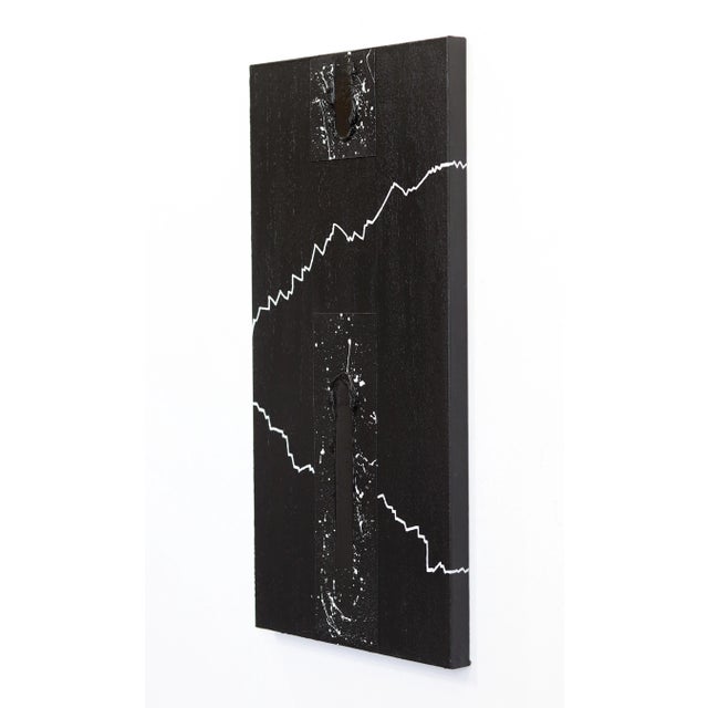 Original Black and White Painting "Electric Noise 6" Original Textural Artwork on Wood Panel by Tasha Jentel For Sale In Los Angeles - Image 6 of 6