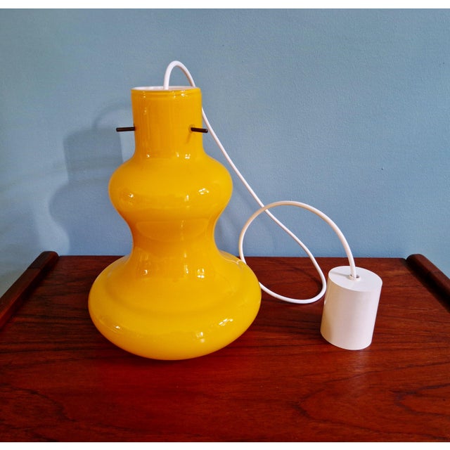 Vintage Yellow Opaline Glass Pendant Light, Italy, 1960s For Sale - Image 13 of 14