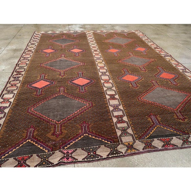 Charcoal Galerie Shabab Collection Mid-20th Century Turkish Anatolian Room Size Carpet For Sale - Image 8 of 10