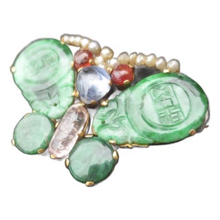 Chinese Butterfly Pin 20kt Vintage 40s For Sale