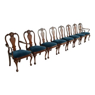 Smith & Watson Georgian Carved Mahogany Dining Chairs, Set of Eight For Sale