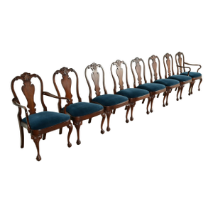 Smith & Watson Georgian Carved Mahogany Dining Chairs, Set of Eight