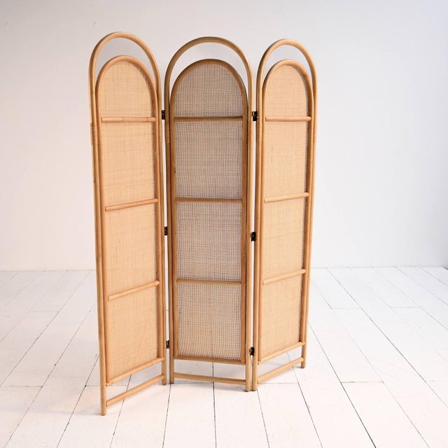 20th Century Scandinavian Folding Screen in Bamboo and Rattan, 1960s For Sale - Image 6 of 10