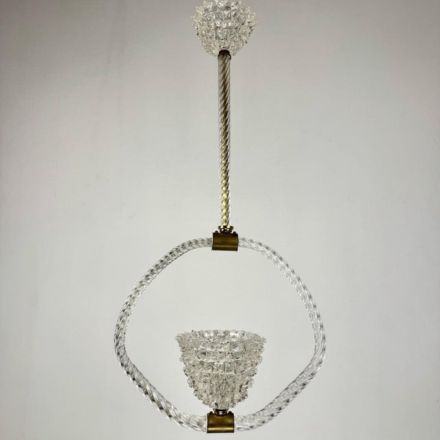 1940s Rostrato Murano Glass Pendant Lamp, Italy, 1940s For Sale - Image 5 of 12