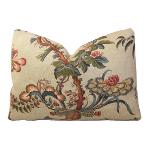 Designer Lee Jofa Botanical Floral & Birds Feather/Down Pillow