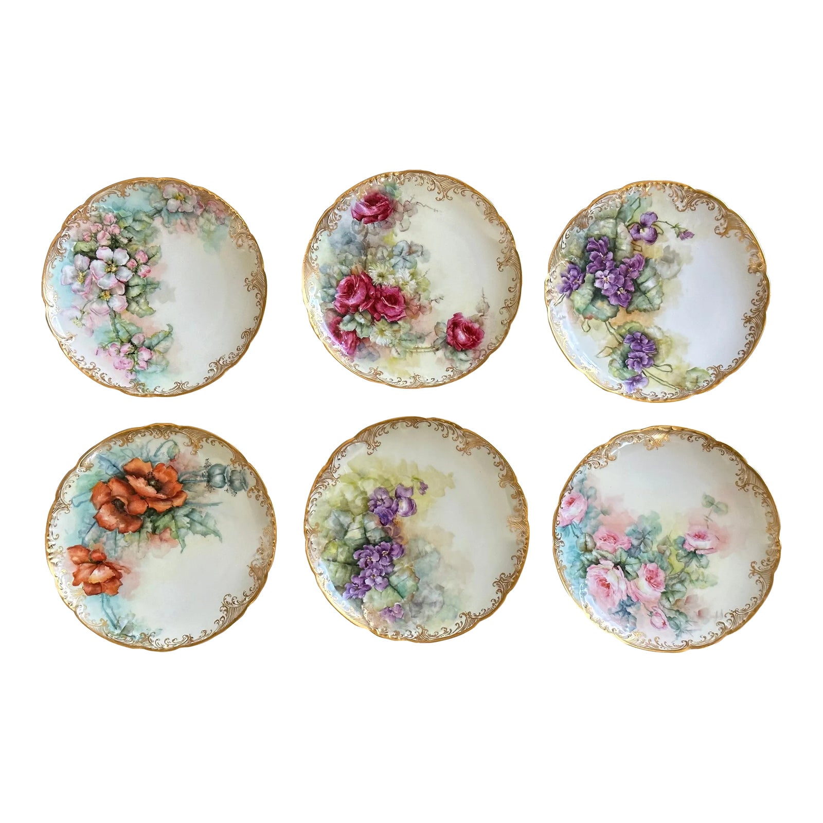 ★新品未使用　超美品★ フランス製HAVILAND デザートプレート　４枚 Haviland France Gold Rim Decorative Dessert Plate Set of 6 | Chairish
