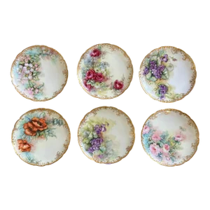 Haviland France Gold Rim Decorative Dessert Plate Set of 6