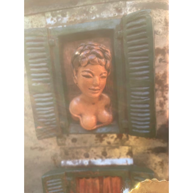 Brutalist 1960’s Torch Cut Brass,steel and Copper of a Bordello With Ladies of the Night Sculpture. For Sale - Image 3 of 12