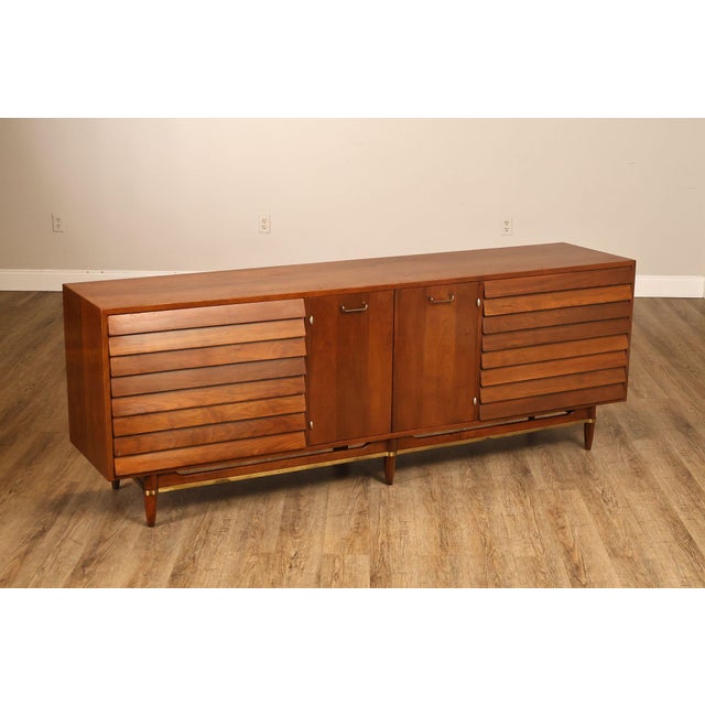 Mid-Century Modern Merton Gershun For American Of Martinsville Mid Century Modern Walnut Lowboy Dresser For Sale - Image 3 of 18