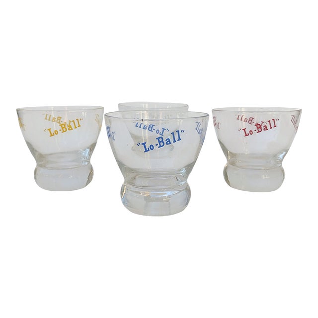 Vintage 1960s Pop Art Typology Low Ball Glasses -Set of 4 For Sale