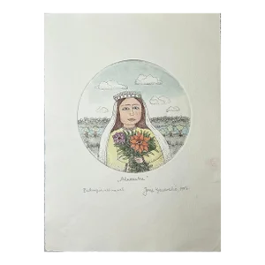 Original Watercolor Etching of Croatian Bride
