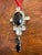 Lovely vintage holiday ornament. Made of crystal and silver metal with red velvet ribbon.