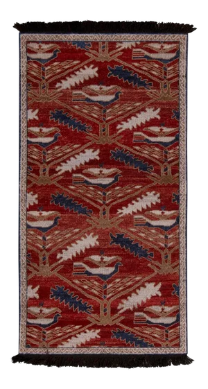 Rug & Kilim Turkmen Style Rug in Red, Blue Geometric Pattern, 3x5