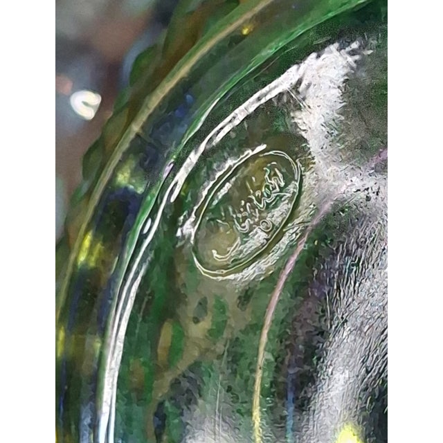 Vintage Fenton Green Opalescent Carnival Hobnail Glass Basket Ruffled Iridescent 10" For Sale - Image 14 of 16