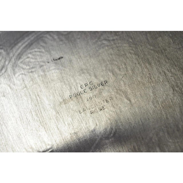 Vintage Poole 400 Lancaster Rose Silver Plated Bar Serving Platter Tray on Feet For Sale - Image 13 of 14