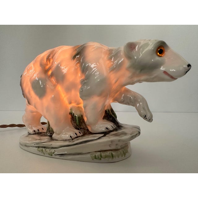 Oh, Polar Bear! Original porcelain Carl Scheidig 'aerozone' lamp. Was used to rid a room of unpleasant odors such as...