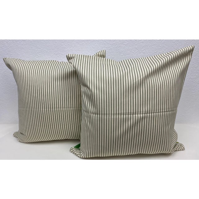 Early 21st Century Pair of 22" Square Pillows With Bird & Floral Print - Made in Uk. For Sale - Image 5 of 7