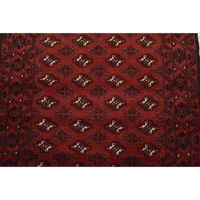 1990s Baloch Rug 3’7” X 6’9” Red Wool Vintage Tribal Hand-Knotted Oriental Carpet For Sale - Image 5 of 12