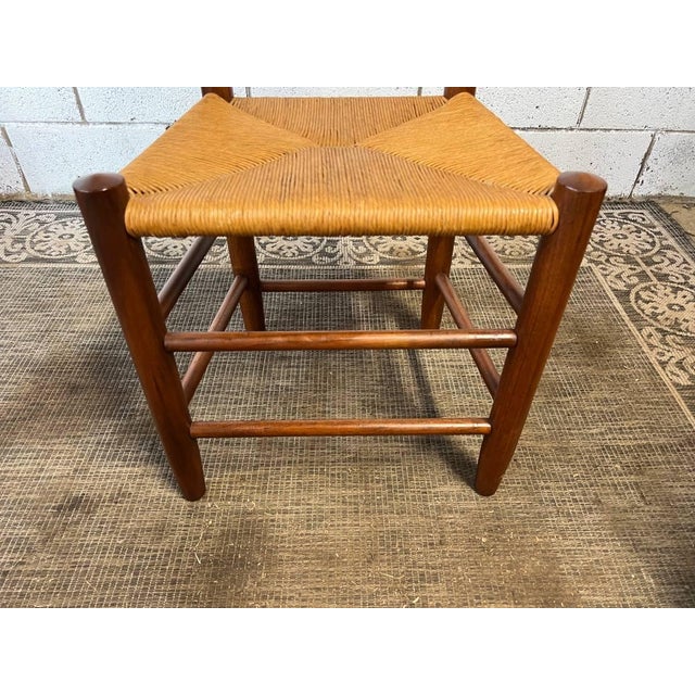 Late 20th Century Clore Furniture Set of 6 Shaker Style Walnut Rush Seat Ladder Back Dining Chairs For Sale In Washington DC - Image 6 of 11