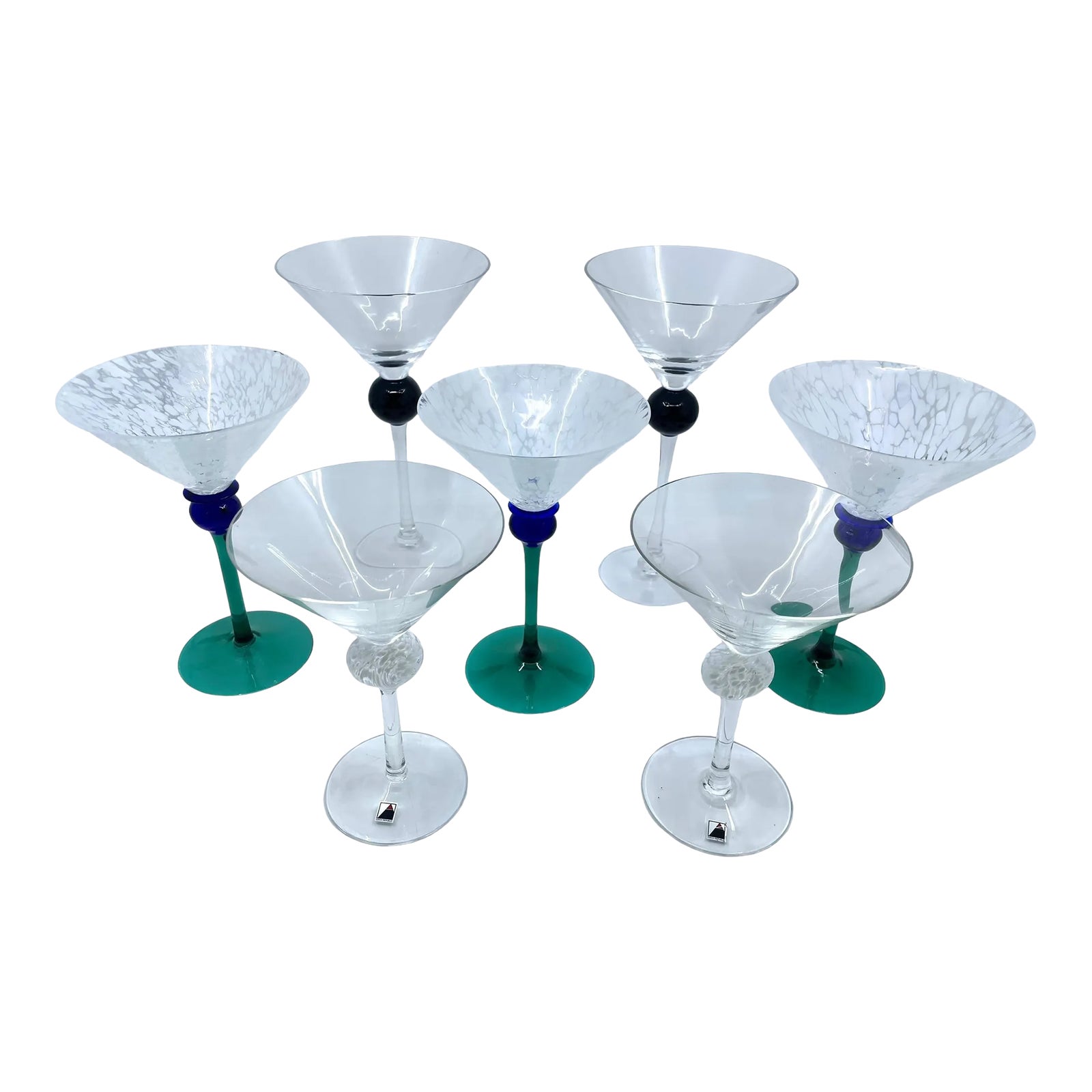 1980s Post Modern Hand Blown Martini Glasses a Set of 7 Chairish
