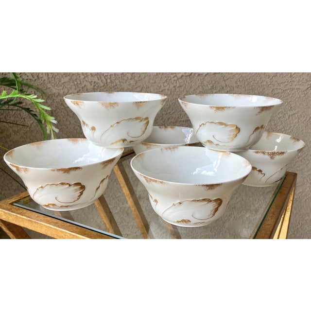 Art Deco Circa 1900/1903 Theo Haviland Art Nouveau-Style Limoges Gold Gilt on Fine Porcelain China Berry Bowls - Set of 6 For Sale - Image 3 of 18