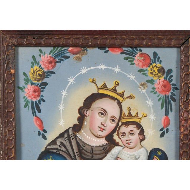 Mexican Concepcion Avila, Our Lady of Refuge for Sinners, Oil on Tin, 19th Century For Sale - Image 3 of 10