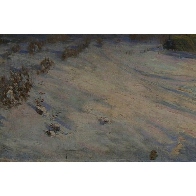 1960s Vintage Winter Landscape Oil Painting, Ukrainian Art, 1960s 67-102 For Sale - Image 5 of 6