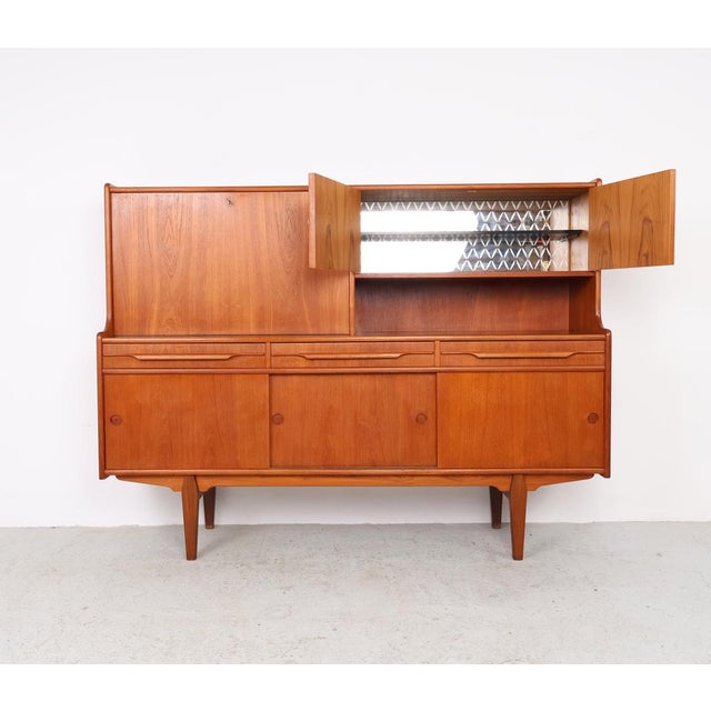 Mid-Century Modern Vintage Danish Teak Highboard or Buffet, 1960s For Sale - Image 3 of 18