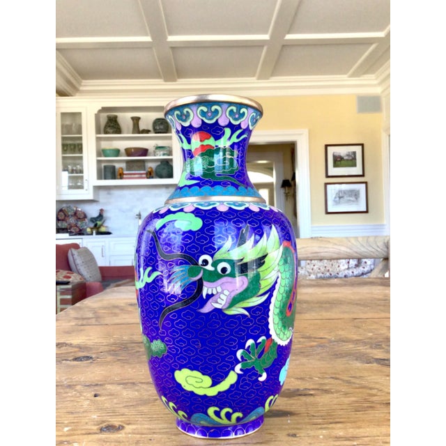 1960s Vintage Cloisonne Dragon Vase For Sale - Image 12 of 12