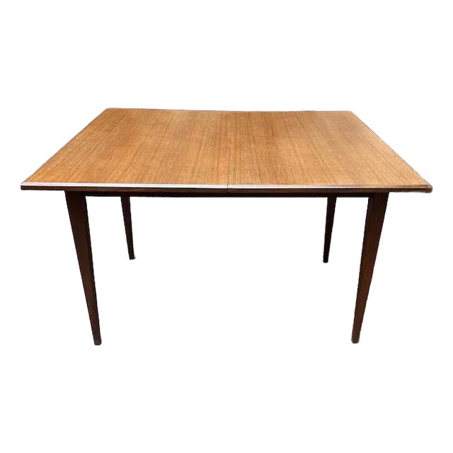 Mid Century Modern Extending Teak Dining Table W/ Butterfly Leaf by Meredew c.1960 For Sale