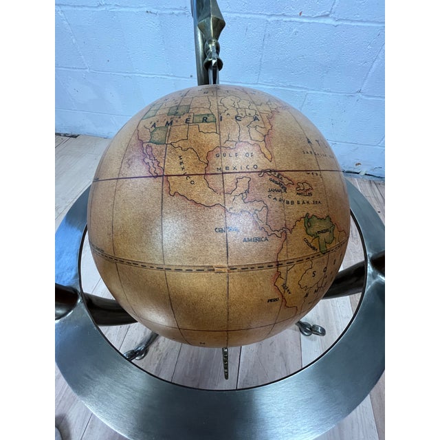 Vintage Hollywood Regency Steel, Brass & Glass Globe Side Table For Sale - Image 10 of 11