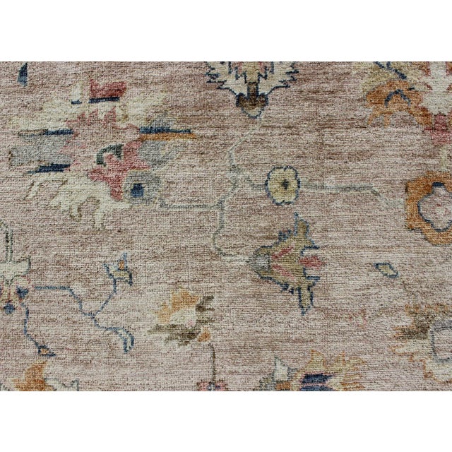 Keivan Woven Arts Angora Turkish Oushak Rug in Dusty Pink and Ivory 10'3 X 13'9 For Sale - Image 10 of 12