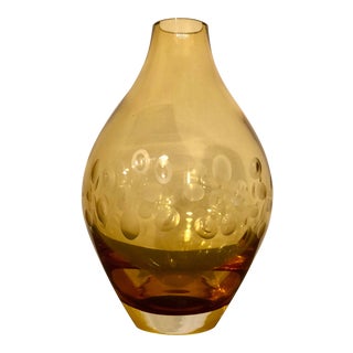 Krosno Poland Amber Morocco Glass Vase For Sale