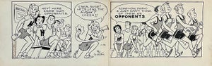 Jerry Walter & Linda Walter, Vintage Golden Age Syndicated Ink Drawing Cartoon Strip Susie Q Smith Comic Art, c. 1954