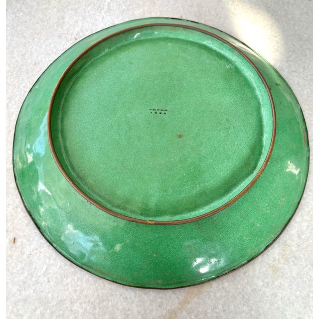 Late 19th Century Very Rare Famille Verte Enamel on Copper Decorative Serving Platter, 19th Century China - Marked For Sale - Image 5 of 6